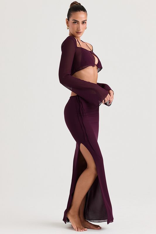 Burgundy House Of Cb Cutout Maxi Skirts | XMZ-546123