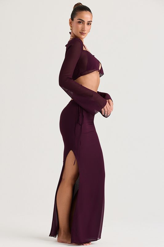 Burgundy House Of Cb Cutout Maxi Skirts | XMZ-546123