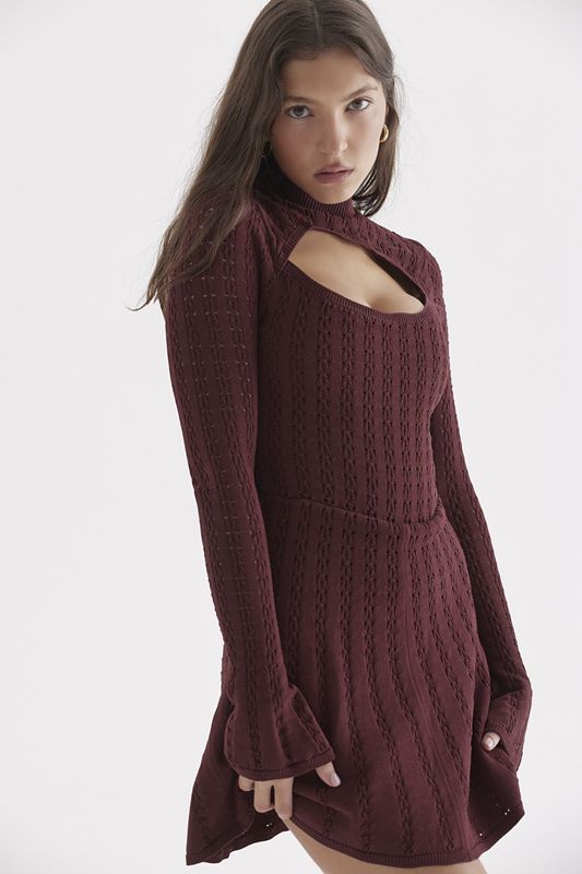 Burgundy House Of Cb Knit  Dress | GFU-605839