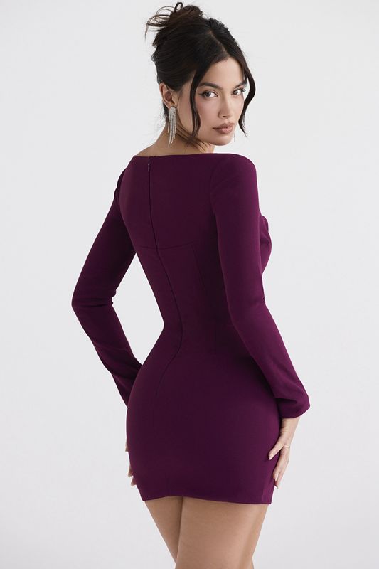 Burgundy House Of Cb Plunge  Dress | UFW-795310