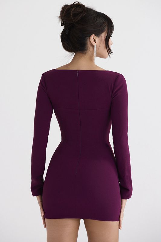 Burgundy House Of Cb Plunge  Dress | UFW-795310