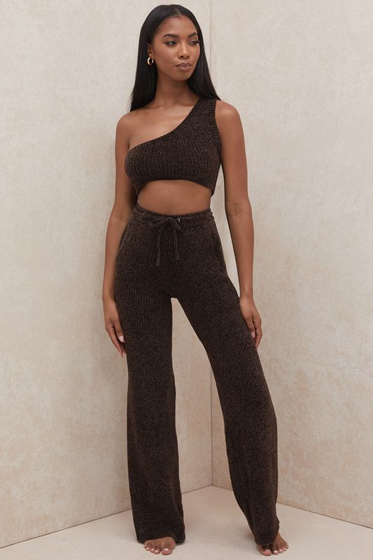 Chocolate House Of Cb Chenille One Shoulder Crop  Tops | HAV-893071