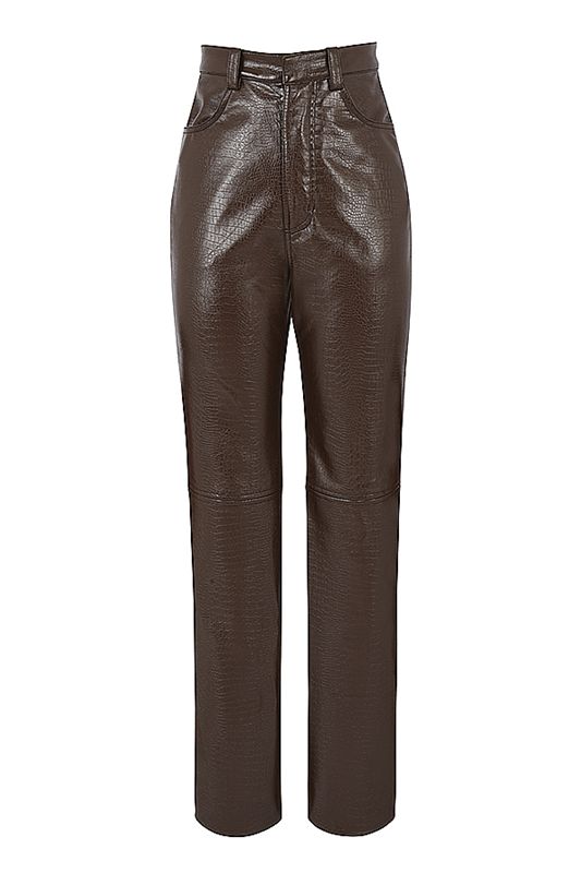 Chocolate House Of Cb Croc Stretch Vegan Leathers  Pants | DZQ-458316