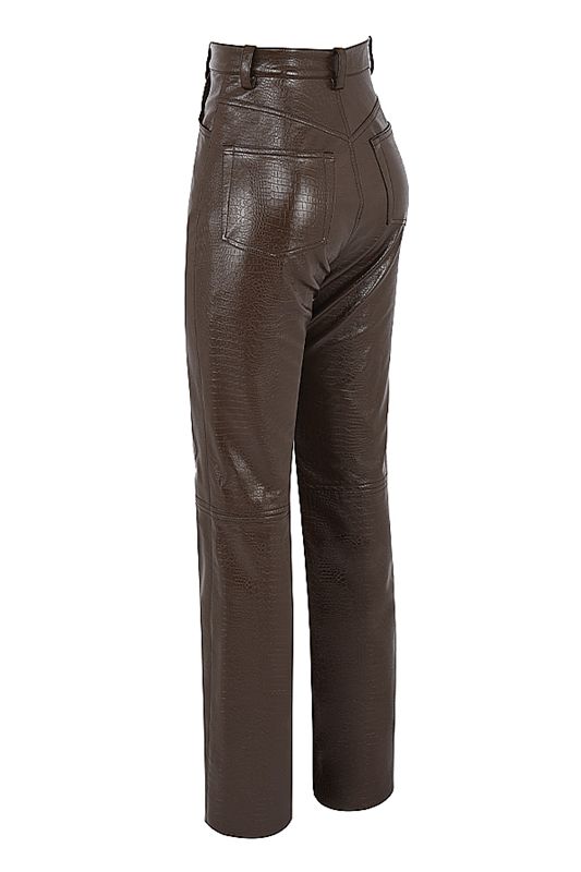 Chocolate House Of Cb Croc Stretch Vegan Leathers  Pants | DZQ-458316