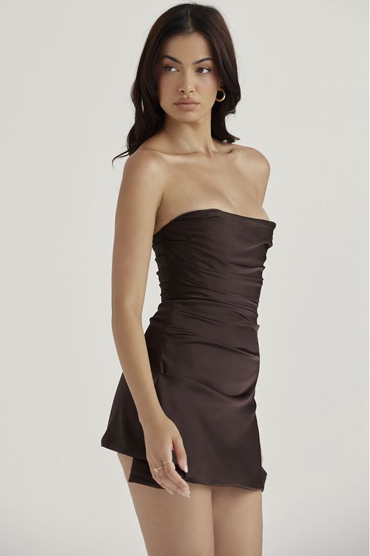 Chocolate House Of Cb Draped Strapless Dress | FQX-635184