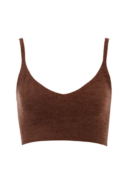 Chocolate House Of Cb Fluffy Knit Crop Tops | JBU-590721