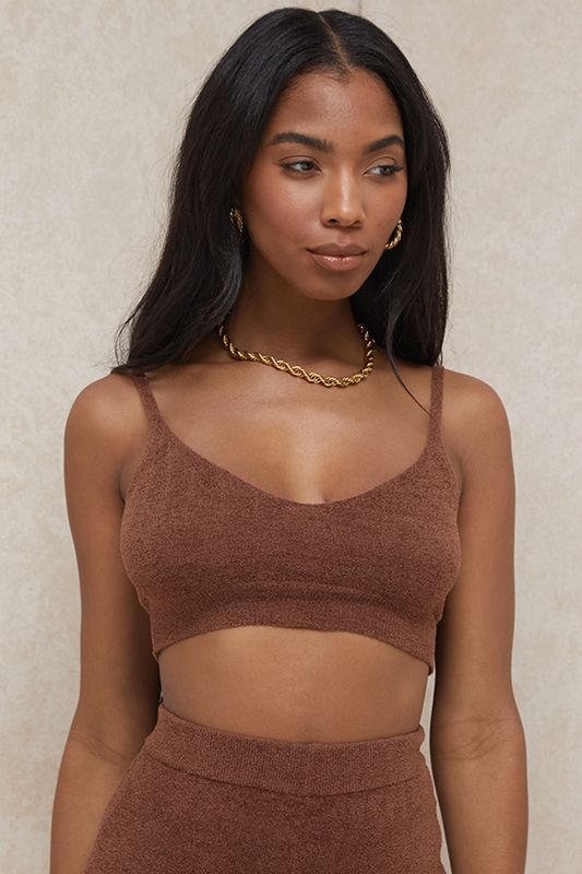 Chocolate House Of Cb Fluffy Knit Crop Tops | JBU-590721