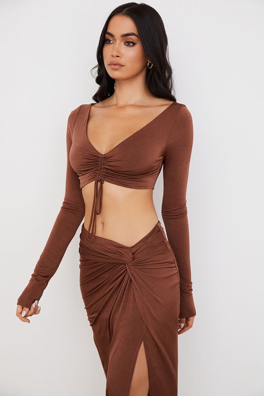 Chocolate House Of Cb Gathered Crop Tops | THQ-074865