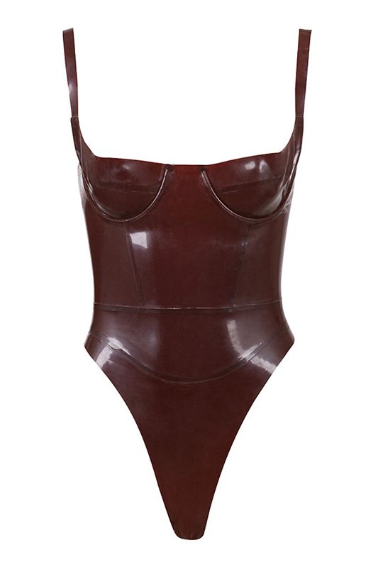 Chocolate House Of Cb Latex Bustier Bodysuit | QSR-014937