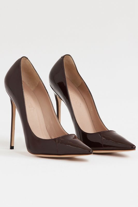 Chocolate House Of Cb Paint Brown Patent Leather Pointy Toe Heels | VQG-518796