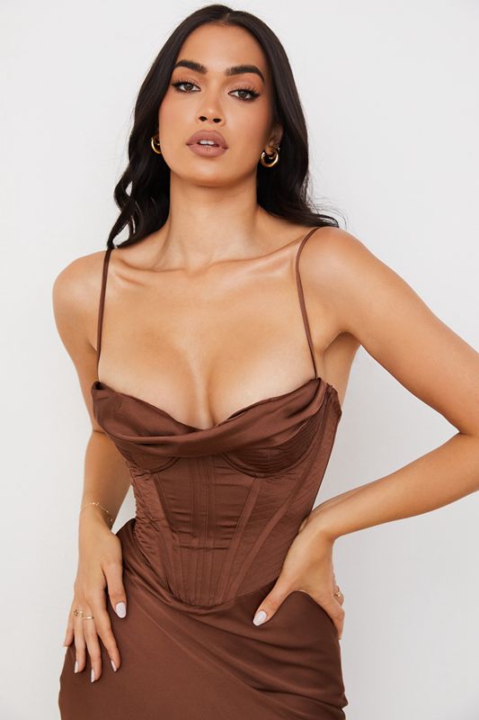 Chocolate House Of Cb Satin Slip Dress | DMU-384051