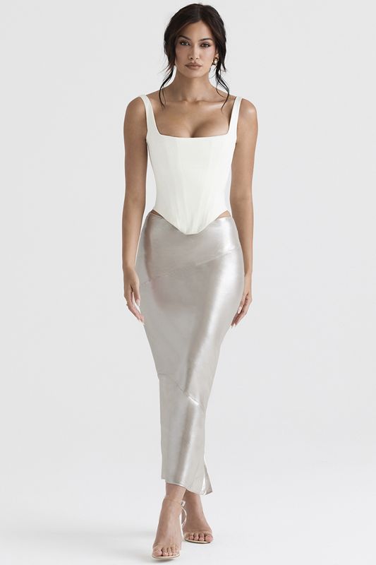 Cream House Of Cb Champagne Midi Skirts | XNW-619752