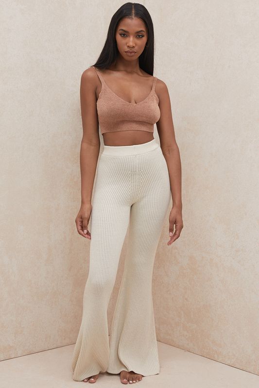 Cream House Of Cb Chunky Ribbed Knits Pants | QGS-926318