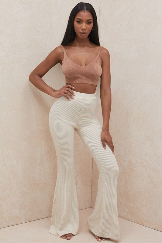 Cream House Of Cb Chunky Ribbed Knits Pants | QGS-926318