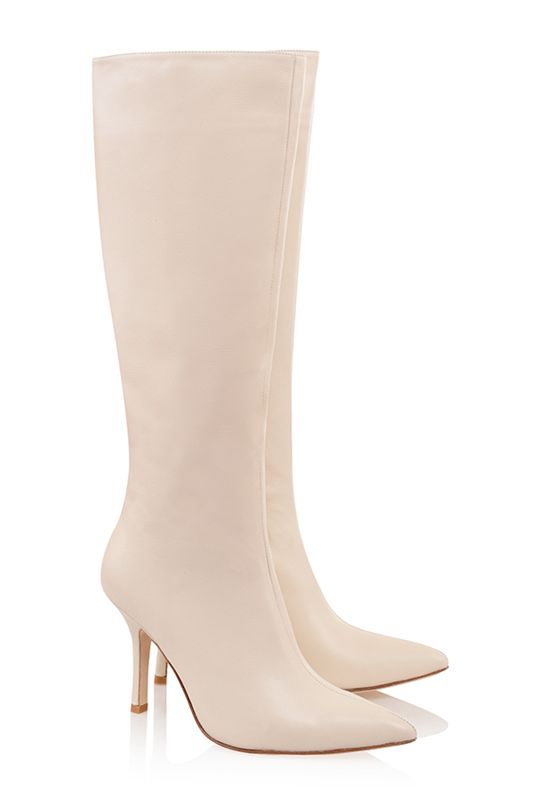 Cream House Of Cb Leather Knee High Boots | AVW-806135