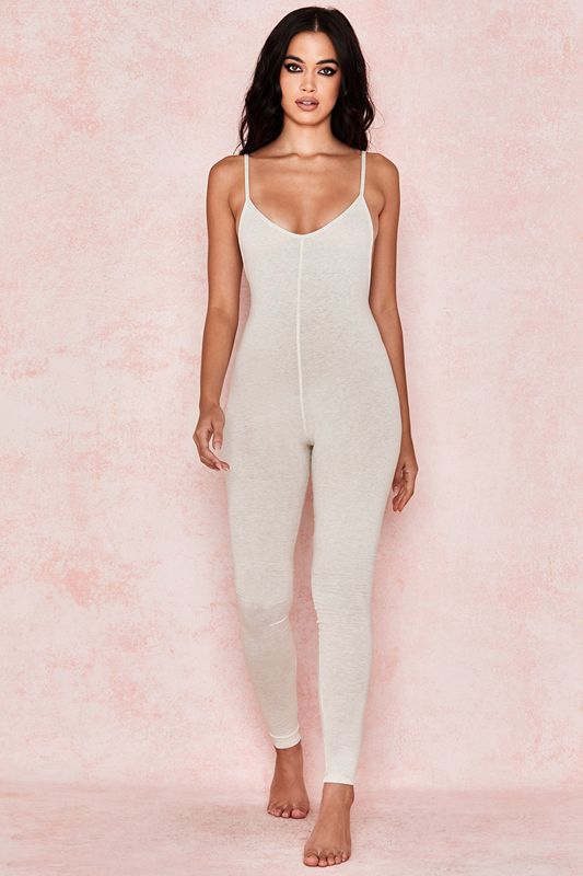 Cream House Of Cb Marl Low Back Jumpsuit | JZB-948026