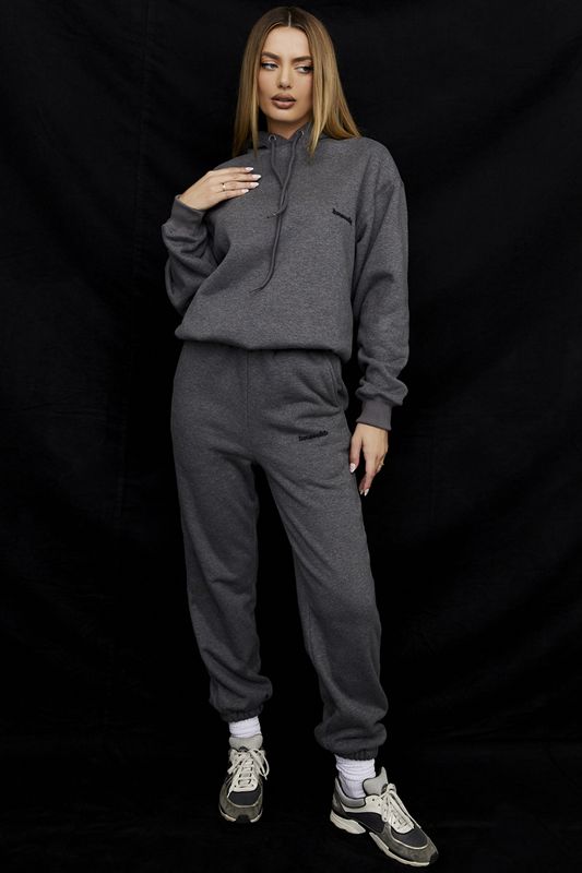 Dark Grey House Of Cb Grey Fleece Back Pants | TAY-796130