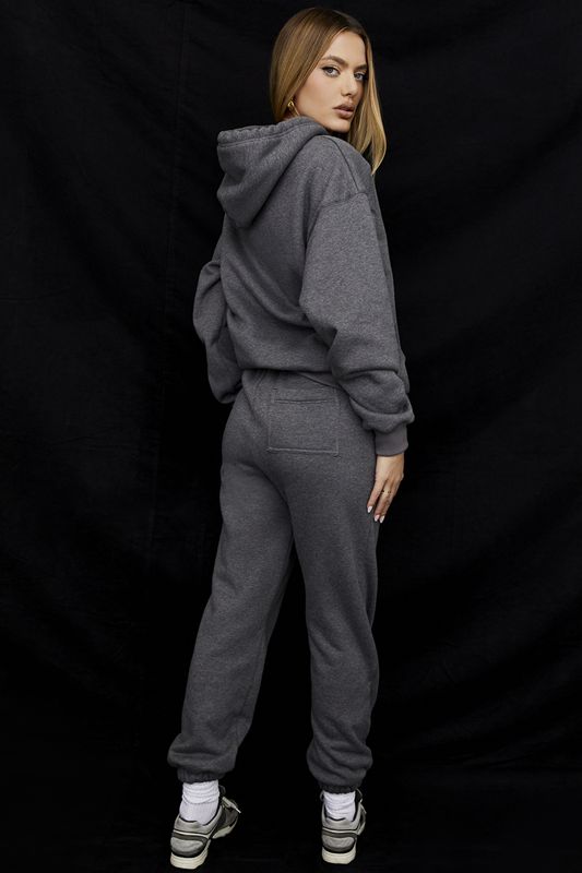 Dark Grey House Of Cb Grey Fleece Back Pants | TAY-796130