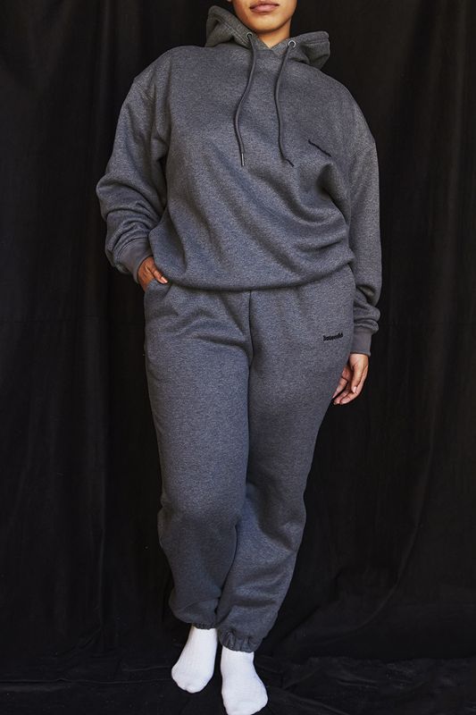 Dark Grey House Of Cb Grey Fleece Back Pants | TAY-796130