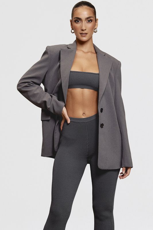 Dark Grey House Of Cb Grey Oversized Blazer | NYV-094275