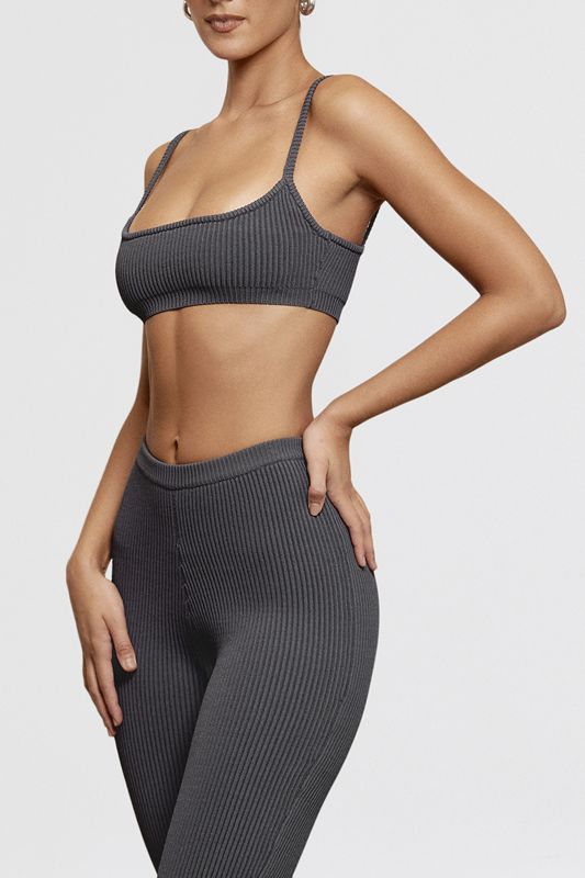 Dark Grey House Of Cb Grey Ribbed Knit Bras | TJY-539412