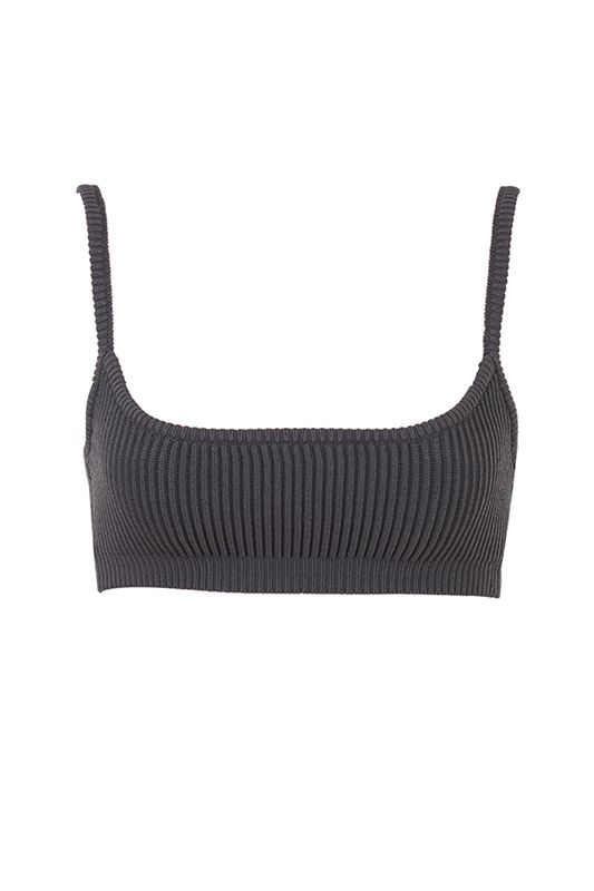 Dark Grey House Of Cb Grey Ribbed Knit Bras | TJY-539412