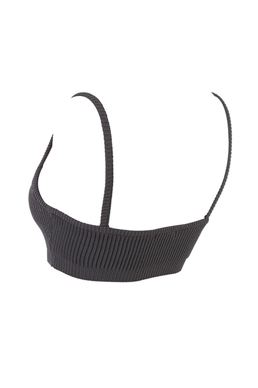 Dark Grey House Of Cb Grey Ribbed Knit Bras | TJY-539412