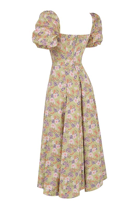 Flower House Of Cb Print Puff Sleeve Midi  Dress | DJR-085374