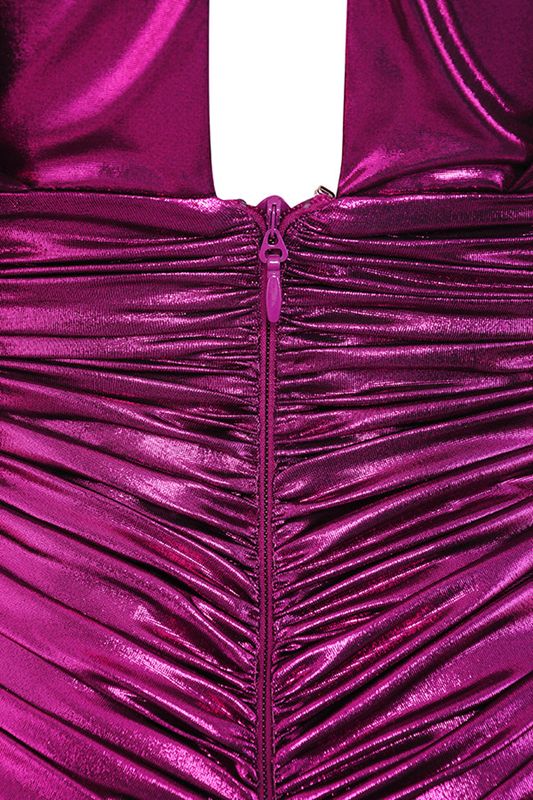 Fuchsia House Of Cb Pink Deep V Ruched  Dress | BQJ-594310