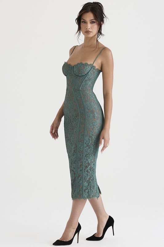 Green House Of Cb Lace  Midi Dress | ELC-284371