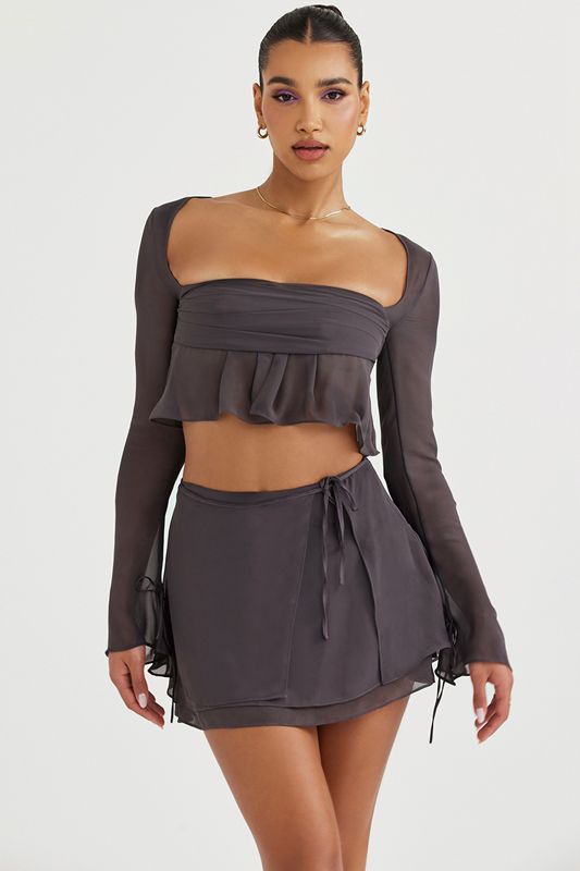 Grey House Of Cb Floaty Layered Mini Skirts | HRK-708259