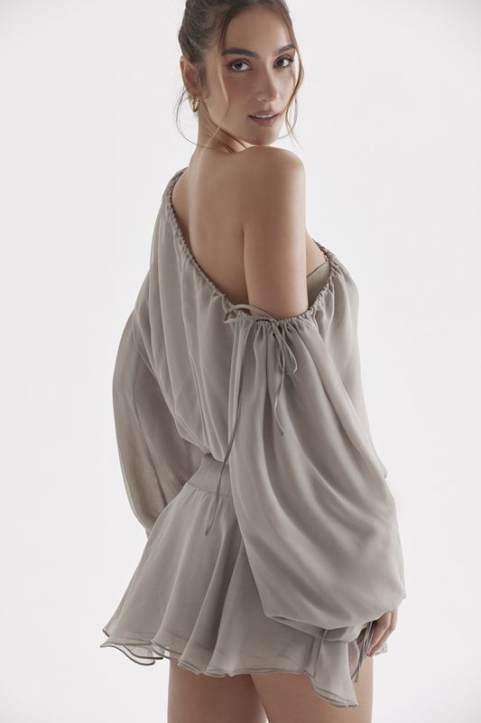 Grey House Of Cb Green Off Shoulder Dress | MWQ-503642