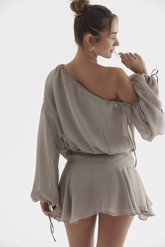 Grey House Of Cb Green Off Shoulder Dress | MWQ-503642