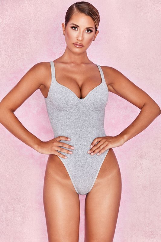 Grey House Of Cb Marl Soft Jersey Bodysuit | ANO-879234