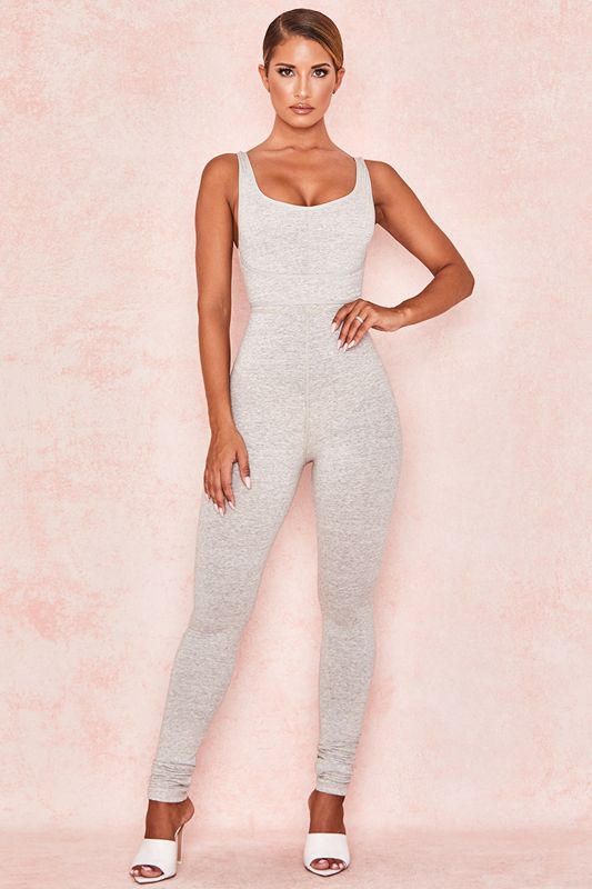 Grey House Of Cb Marl Waist Cinching Jumpsuit | TDQ-743856