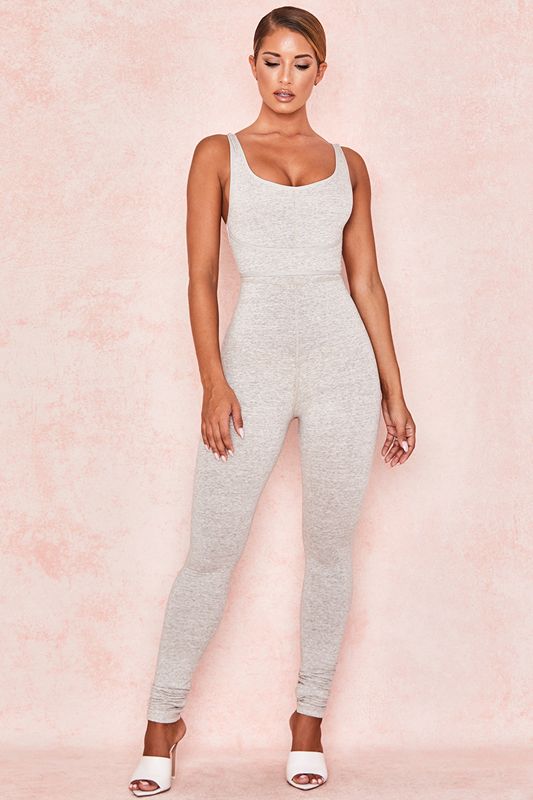 Grey House Of Cb Marl Waist Cinching Jumpsuit | TDQ-743856