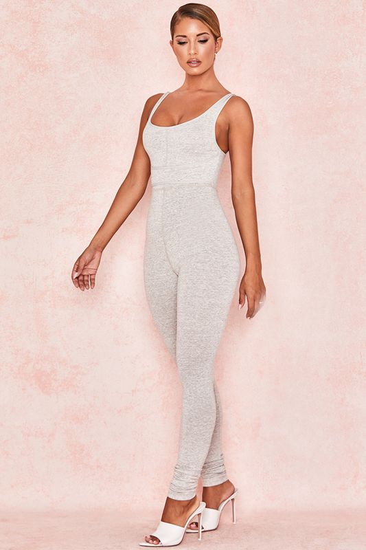 Grey House Of Cb Marl Waist Cinching Jumpsuit | TDQ-743856