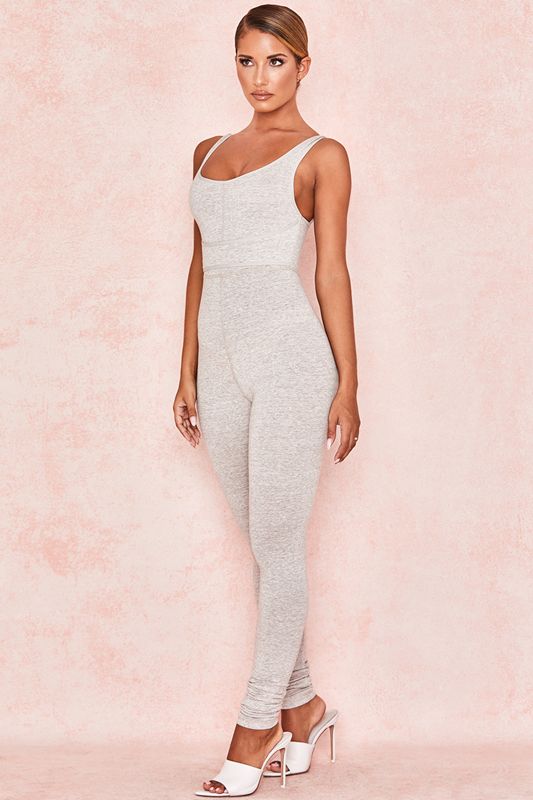 Grey House Of Cb Marl Waist Cinching Jumpsuit | TDQ-743856