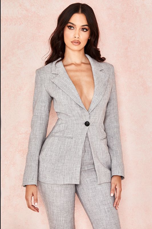 Grey House Of Cb Open Back Tailored Jacket | LPB-092635