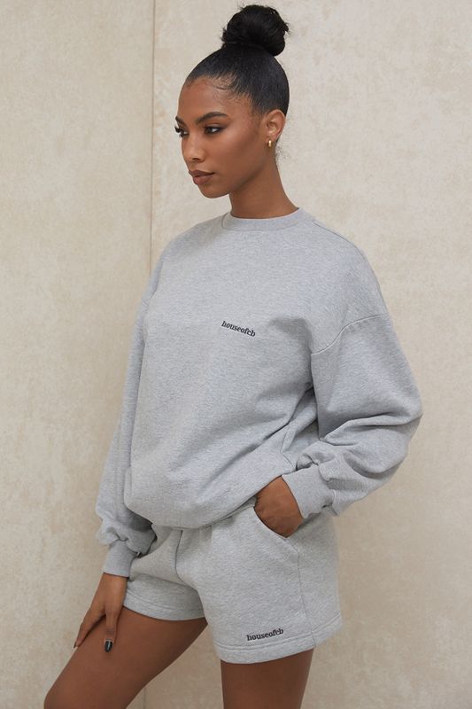 Grey House Of Cb Oversized Crewneck Sweatshirts | UPT-461205