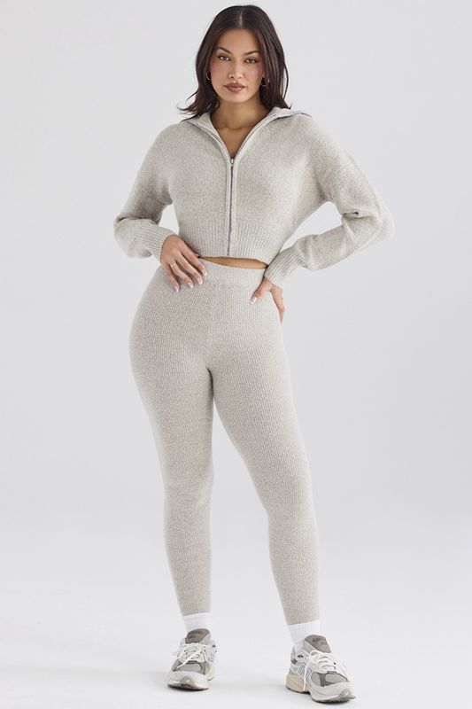 Grey House Of Cb Ribbed Knit Leggings | LMG-413786