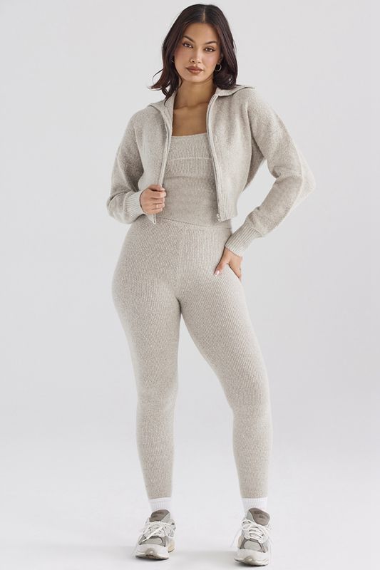 Grey House Of Cb Ribbed Knit Leggings | LMG-413786