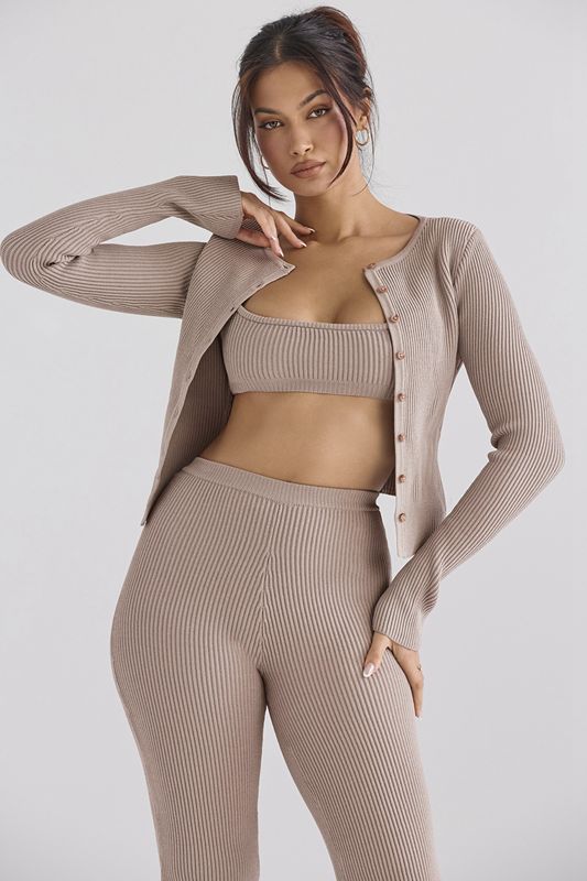 Grey House Of Cb Ribbed Knit Tops | PXN-754810