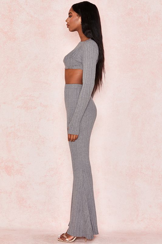 Grey House Of Cb Ribbed Knits Leggings | ZNG-964235