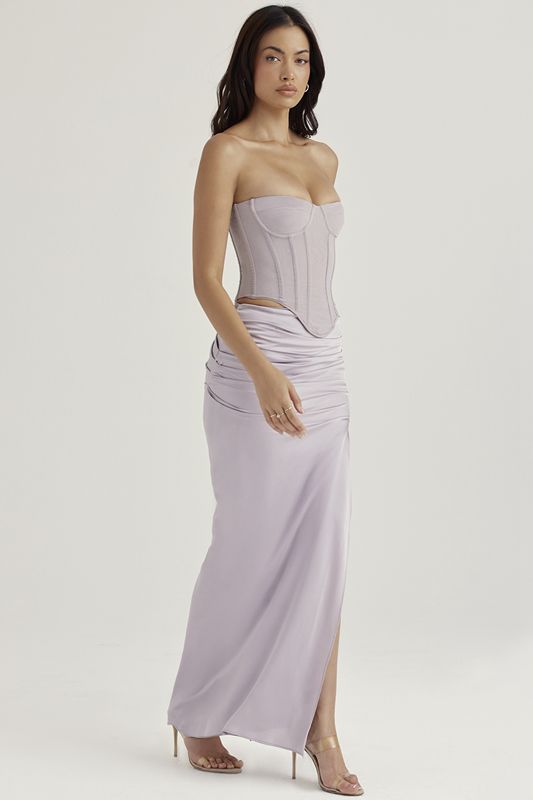 Grey House Of Cb Satin Gathered Maxi Skirts | WQY-503198