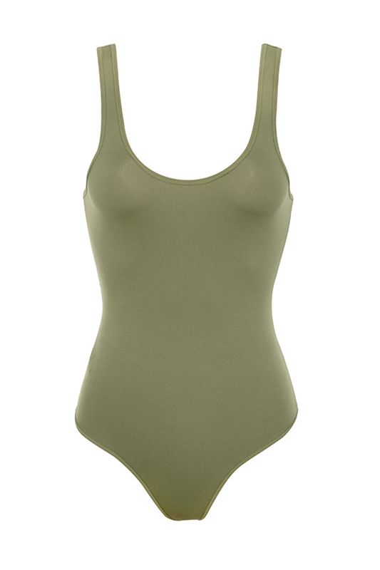 Khaki House Of Cb Seamless Knit Stretch Bodysuit | BYF-091874