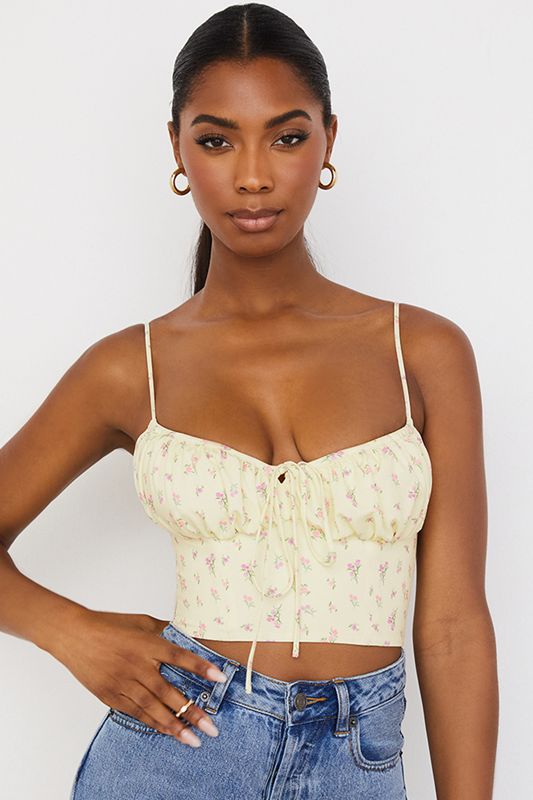 Lemon House Of Cb Ditsy Floral Gathered Bustier  Tops | HFA-034218