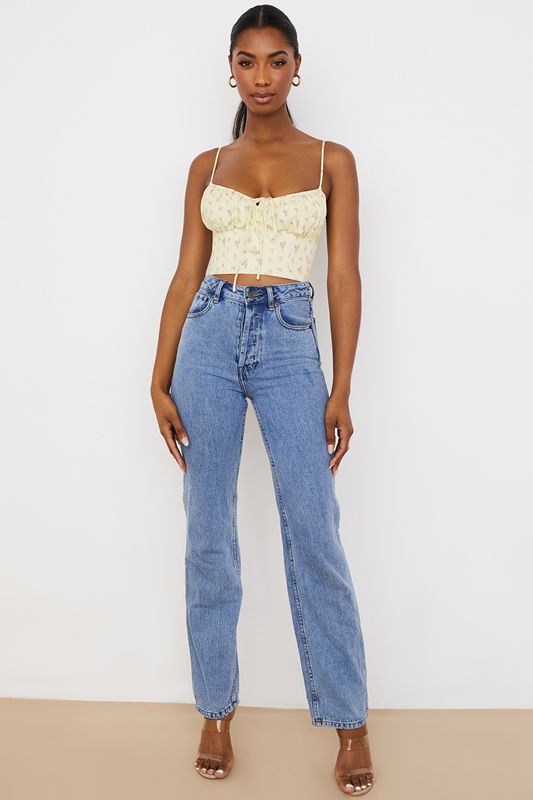 Lemon House Of Cb Ditsy Floral Gathered Bustier  Tops | HFA-034218