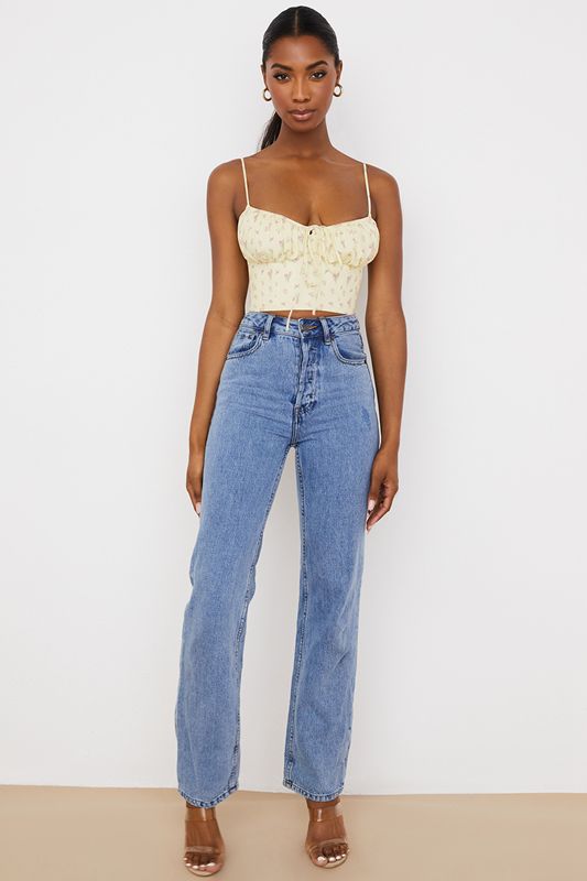 Lemon House Of Cb Ditsy Floral Gathered Bustier  Tops | HFA-034218