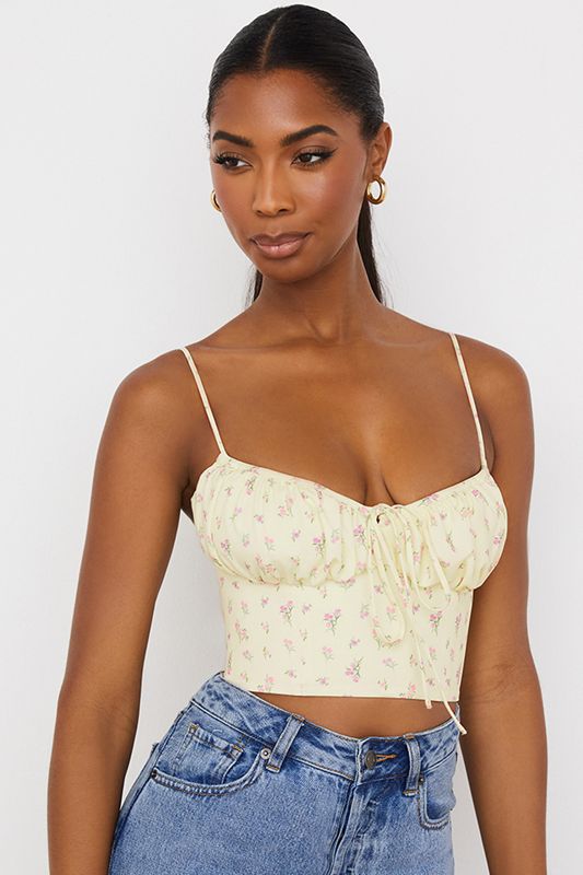 Lemon House Of Cb Ditsy Floral Gathered Bustier  Tops | HFA-034218